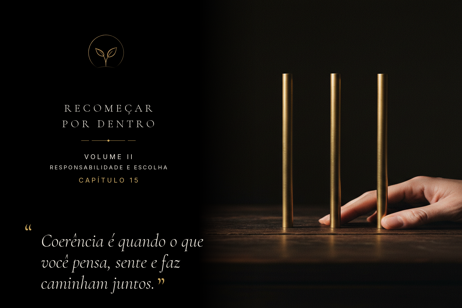 A paz interior começa quando o que pensamos, sentimos, dizemos e fazemos se encontram em um mesmo e único lugar.